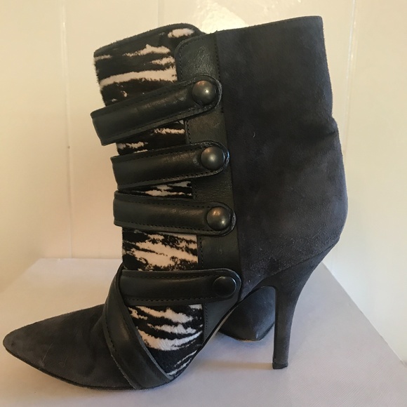 ISABEL MARANT Tacy Suede Zebra Printed Pony Bootie - Picture 6 of 13